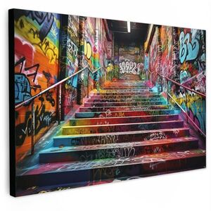 MuchoWow OBRAZ NA PLÁTNE Schody - Graffiti - Farby - Umenie 120x80 cm vyobraziť