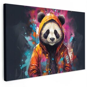 MuchoWow OBRAZ NA PLÁTNE Panda - Bunda - Graffiti - oranžová 90x60 cm vyobraziť