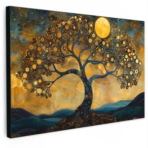MuchoWow OBRAZ NA PLÁTNE Strom - Mesiac - Kvety - Zlato - Umenie 120x80 cm vyobraziť