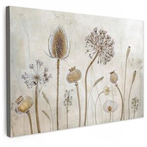 MuchoWow OBRAZ NA PLÁTNE Kvety - Akvarel - Zátišie - Hnedá - Vintage 120x80 cm vyobraziť