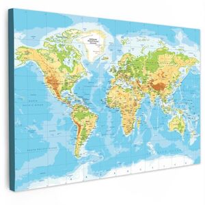 MuchoWow OBRAZ NA PLÁTNE Mapa sveta - Štatistická - Modrá - Zem - Vzdelávacia 120x80 cm vyobraziť