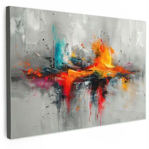 MuchoWow OBRAZ NA PLÁTNE Moderné umenie - Oranžová - Sivá - Abstraktné 120x80 cm vyobraziť