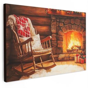 MuchoWow OBRAZ NA PLÁTNE Zima - Vianoce - Domov - Krb 60x40 cm vyobraziť