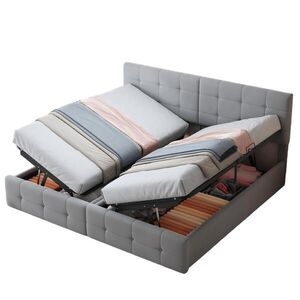 OKWISH ČALÚNENÁ posteľ 180/200 cm sivá s hydraulickým úložným priestorom z MDF, kovu a zamatu vyobraziť