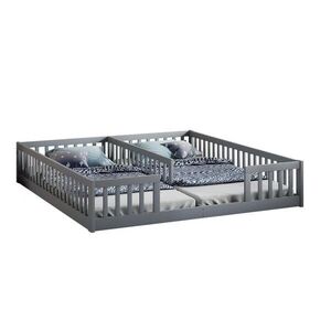 OKWISH DETSKÁ posteľ 204/187/40 cm sivá z borovice a MDF s ochrannou zábranou pre 2 deti vyobraziť