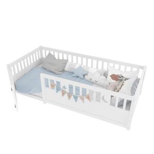 OKWISH DETSKÁ posteľ 90/190 cm biela s bezpečnostnou zábranou a dekorom hviezd a mesiaca z borovice vyobraziť