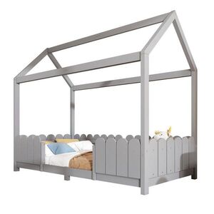 OKWISH DOMČEKOVÁ posteľ 90/200 cm sivá s ochranou proti pádu a roštom z masívneho dreva vyobraziť