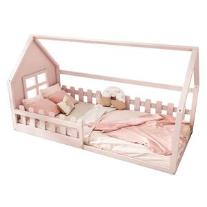 OKWISH DOMČEKOVÁ posteľ 90/200 cm ružová z borovice a MDF v minimalistickom dizajne vyobraziť