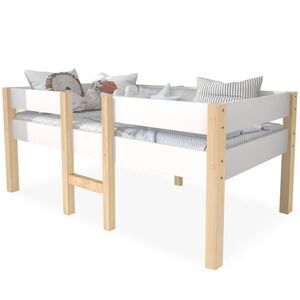 OKWISH DETSKÁ posteľ 90/200 cm biela polovyvýšená s ochranou proti pádu z masívnej borovice a MDF vyobraziť