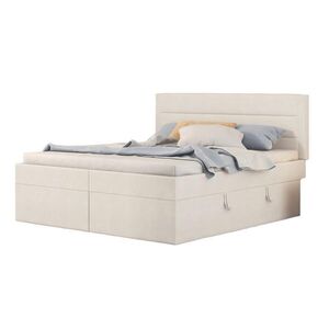 OKWISH ČALÚNENÁ posteľ 140/200 cm béžová s úložným priestorom a otváraním z oboch strán z masívneho dreva a MDF vyobraziť