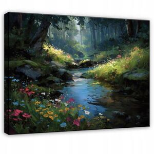 Wallarena TLAČ NA PLÁTNE Lesná rieka Zelená 100x70 cm vyobraziť