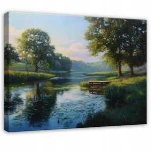Wallarena TLAČ NA PLÁTNE Lesná rieka Zelená 100x70 cm vyobraziť