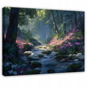 Wallarena OBRAZ na plátne - lesná rieka - zelená 60x40 cm vyobraziť
