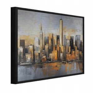 Wallarena ZARÁMOVANÉ obrazy panoráma mesta oranžové 150x100 cm vyobraziť