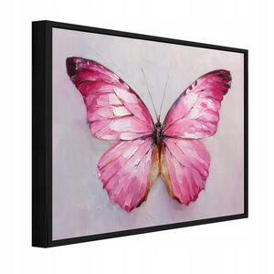Wallarena ZARÁMOVANÝ obraz motýľ betón ružový 100x70 cm vyobraziť