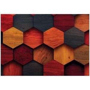 Wallarena FOTOTAPETA s geometriou dreva oranžová 150x105 cm vyobraziť