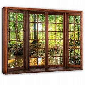 Wallarena 3D obraz na plátne Okno Lesná zelená 60x40 cm vyobraziť
