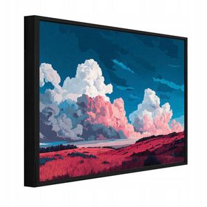 Wallarena ZARÁMOVANÉ obrazy hory akvarel ružová 120x80 cm vyobraziť