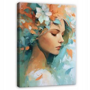 Wallarena OBRAZ na plátne Žena Kvety Zelené 80x120 cm vyobraziť