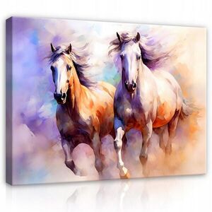 Wallarena PLÁTNOVÁ tlač koní a zvierat vo fialovej farbe 60x40 cm vyobraziť