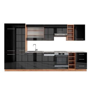 Vicco KUCHYNSKÝ KÚT Fame-Line Antracit vysoký lesk/dub Goldkraft 355 cm , AP Marble vyobraziť