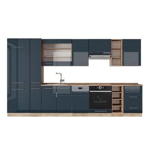 Vicco KUCHYNSKÝ KÚT Fame-Line Tmavomodrá vysoký lesk/dub Goldkraft 355 cm , AP Oak vyobraziť