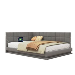 Redom ČALÚNENÁ posteľ 140/200 cm s LED osvetlením, USB portom a lamelovým roštom, Sivá vyobraziť