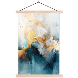 MuchoWow PLAGÁT S MAGNETICKÝMI LIŠTAMI Abstraktné - umenie - zlaté - modré 40x60 cm vyobraziť