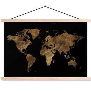MuchoWow PLAGÁT S MAGNETICKÝMI LIŠTAMI Mapa sveta - Zlato - Luxus - Zem - Čierna 60x40 cm vyobraziť