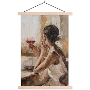 MuchoWow PLAGÁT S MAGNETICKÝMI LIŠTAMI Olejomaľba - Žena - Víno 60x90 cm vyobraziť