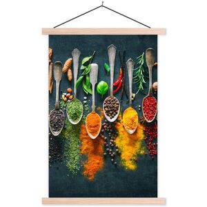 MuchoWow PLAGÁT S MAGNETICKÝMI LIŠTAMI Bylinky - korenie - lyžičky 40x60 cm vyobraziť