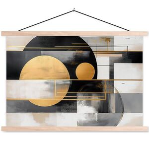 MuchoWow PLAGÁT S MAGNETICKÝMI LIŠTAMI Abstraktné - Zlato - Striebro - Tvary - Estetické - Moderné 60x40 cm vyobraziť