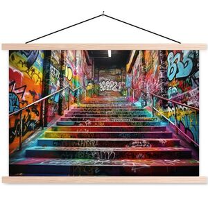 MuchoWow PLAGÁT S MAGNETICKÝMI LIŠTAMI Schody - Graffiti - Farby - Umenie 60x40 cm vyobraziť