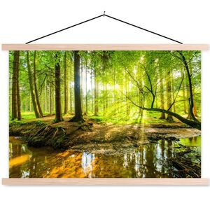 MuchoWow PLAGÁT S MAGNETICKÝMI LIŠTAMI Les - Krajina - Voda - Stromy - Slnko - Zelená - Príroda 90x60 cm vyobraziť