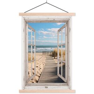 MuchoWow PLAGÁT S MAGNETICKÝMI LIŠTAMI Okno - more - pobrežie - príroda - výhľad - pláž - Waddenské more 60x90 cm vyobraziť