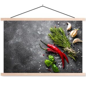 MuchoWow PLAGÁT S MAGNETICKÝMI LIŠTAMI Korenie - bylinky - korenie - betón 90x60 cm vyobraziť