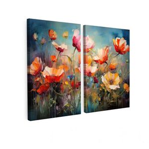 MuchoWow 2-DIELNA sada Kvety - farebné - abstraktné 80x60 cm vyobraziť