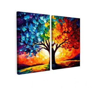 MuchoWow 2-DIELNA sada Strom - farebné - vzhľad farby - abstraktné 80x60 cm vyobraziť