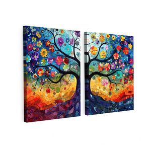 MuchoWow 2-DIELNA sada Farebné - Strom života - Kvety - Abstraktné 100x70 cm vyobraziť