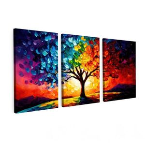 MuchoWow 3-DIELNA sada Strom - farebné - vzhľad farby - abstraktné 120x60 cm vyobraziť