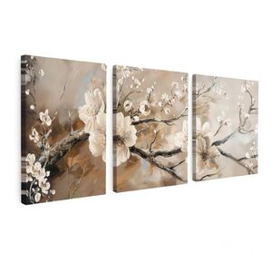MuchoWow 3-DIELNA sada Blossom - Béžová - Abstraktné - Kvety 90x40 cm vyobraziť