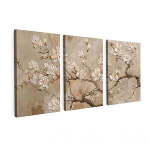 MuchoWow 3-DIELNA sada Béžová - Blossom - Modern 120x60 cm vyobraziť