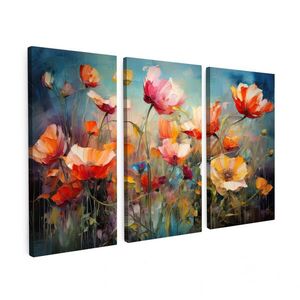 MuchoWow 3-DIELNA sada Kvety - farebné - abstraktné 60x40 cm vyobraziť