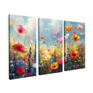 MuchoWow 3-DIELNA sada Kvety - Jar - Farebné - Letné 60x40 cm vyobraziť
