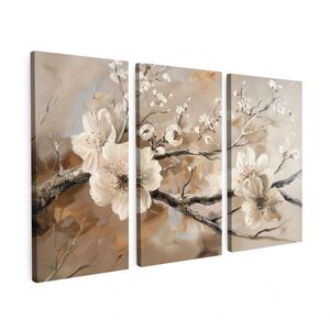 MuchoWow 3-DIELNA sada Blossom - Béžová - Abstraktné - Kvety 90x60 cm vyobraziť