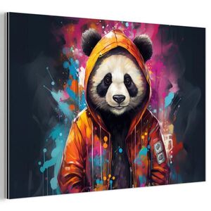 MuchoWow KOVOVÝ OBRAZ Panda - Bunda - Graffiti - oranžová 30x20 cm vyobraziť