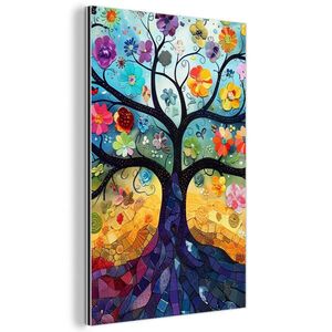 MuchoWow KOVOVÝ OBRAZ Umenie - Strom života - Kvety - Hippie 40x60 cm vyobraziť
