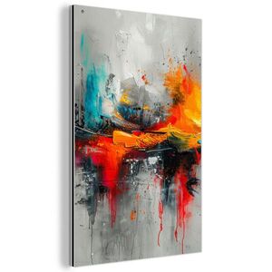 MuchoWow KOVOVÝ OBRAZ Moderné umenie - Oranžová - Sivá - Abstraktné 20x30 cm vyobraziť