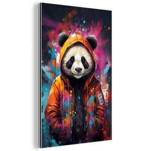 MuchoWow KOVOVÝ OBRAZ Panda - Bunda - Graffiti - oranžová 60x90 cm vyobraziť