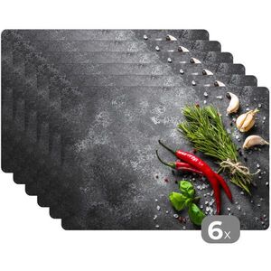 MuchoWow SADA 6 PRESTIERANÍ Korenie - bylinky - korenie - betón 45x30 cm vyobraziť